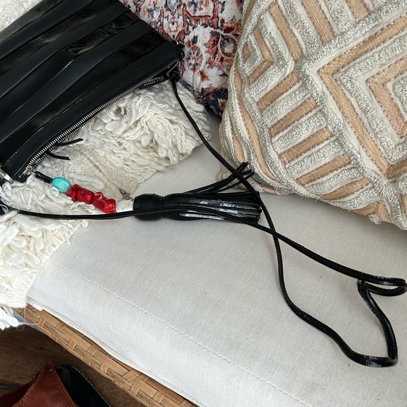 COPY - Peter Kent Genuine Leather Tassel Stones Clutch Crossbody Bag - Picture 3 of 8